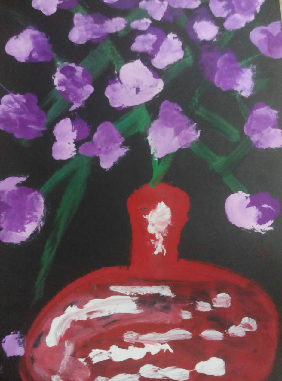 水粉画:瓶花